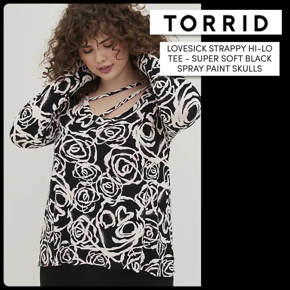 Torrid LOVESICK Strappy High-Low Spray Paint Skulls Top NWT Size 4X